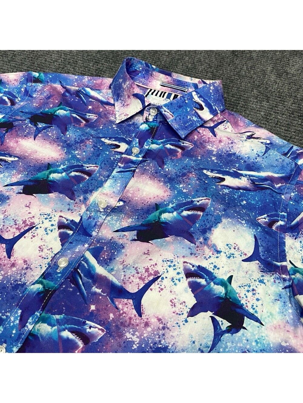 Cactus Man Shirt Mens M Geometric Shark All Over Print‎ Button Up Ricky Singh